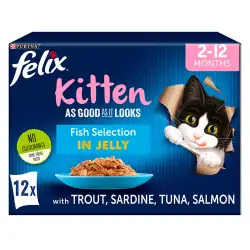 Felix As Good As It Looks Kitten Wet Cat Food Fish Selection in Jelly 12x100g